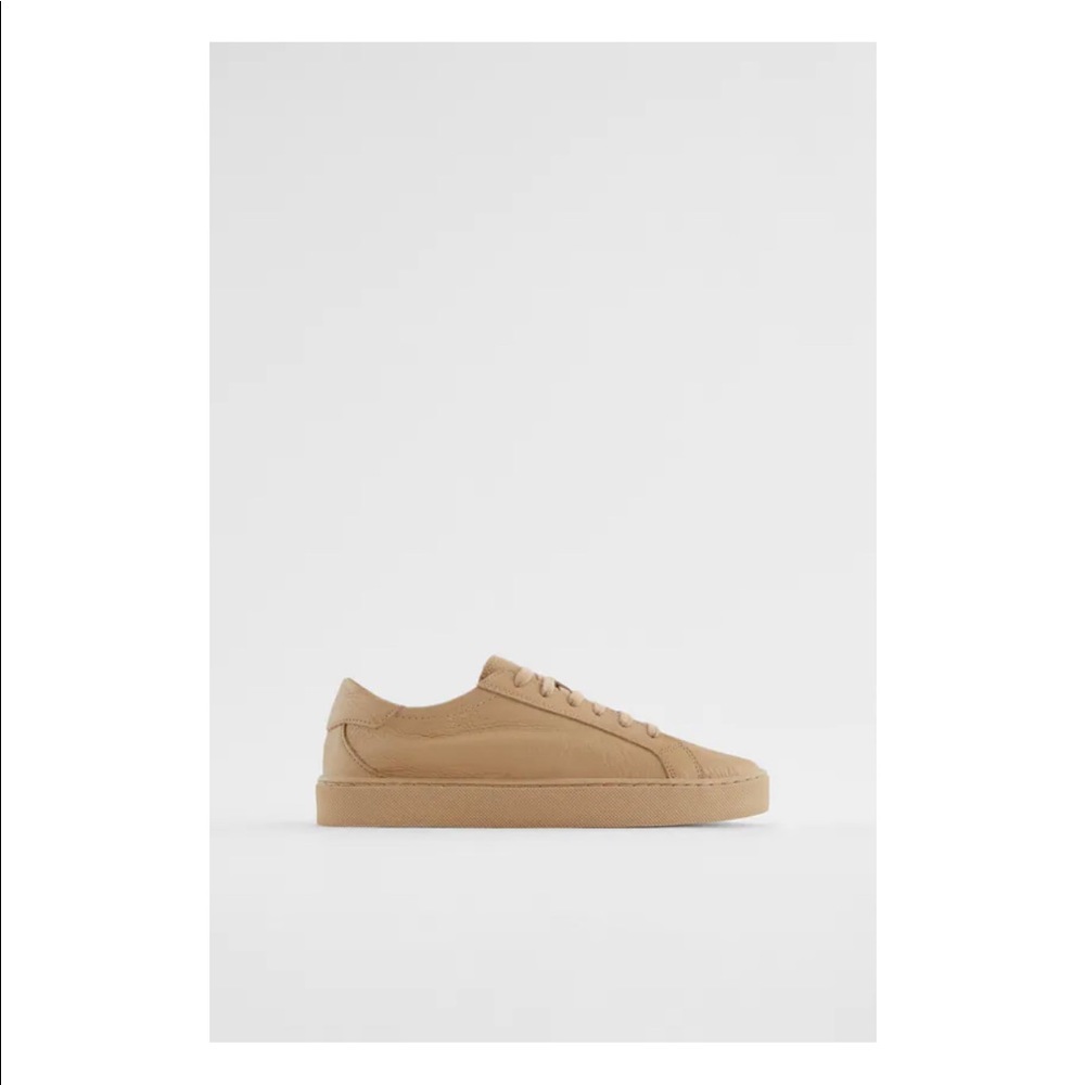 Zara Beige Soft Leather Sneakers